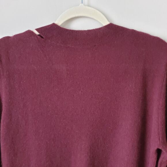 Autumn Cashmere Maroon Cut Out V Neck Sweater XS Cozy Minimalist Modern Scandi - Picture 10 of 15